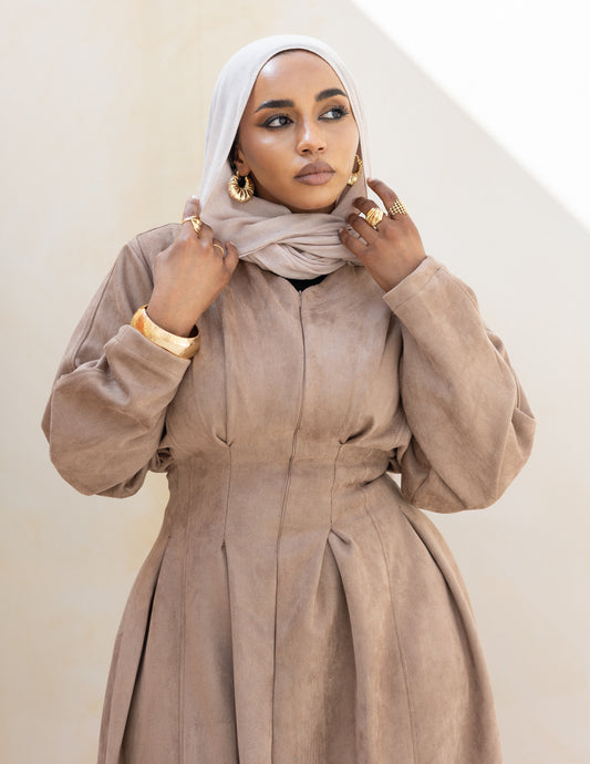 Soft Darts Dress — Washed Beige