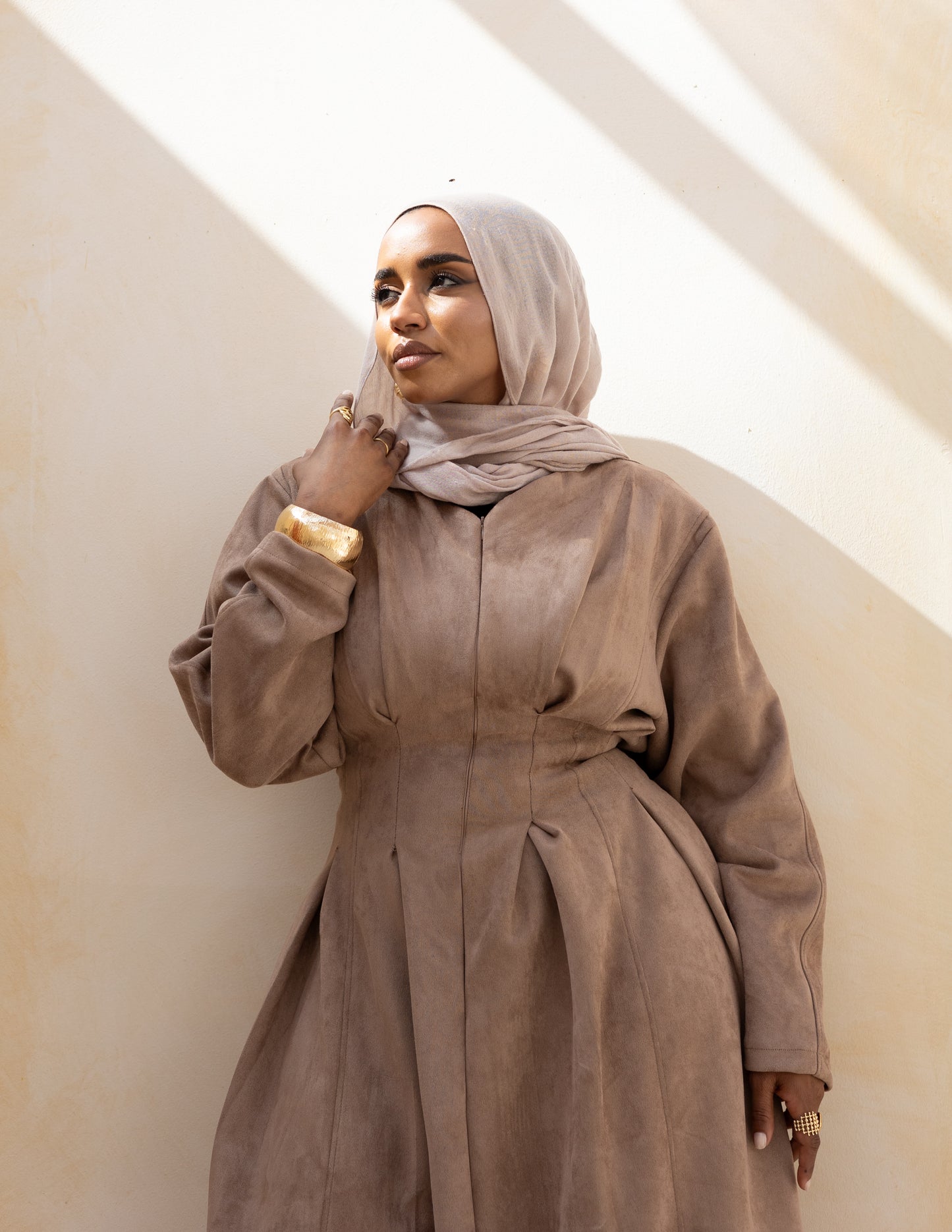 Soft Darts Dress — Washed Beige