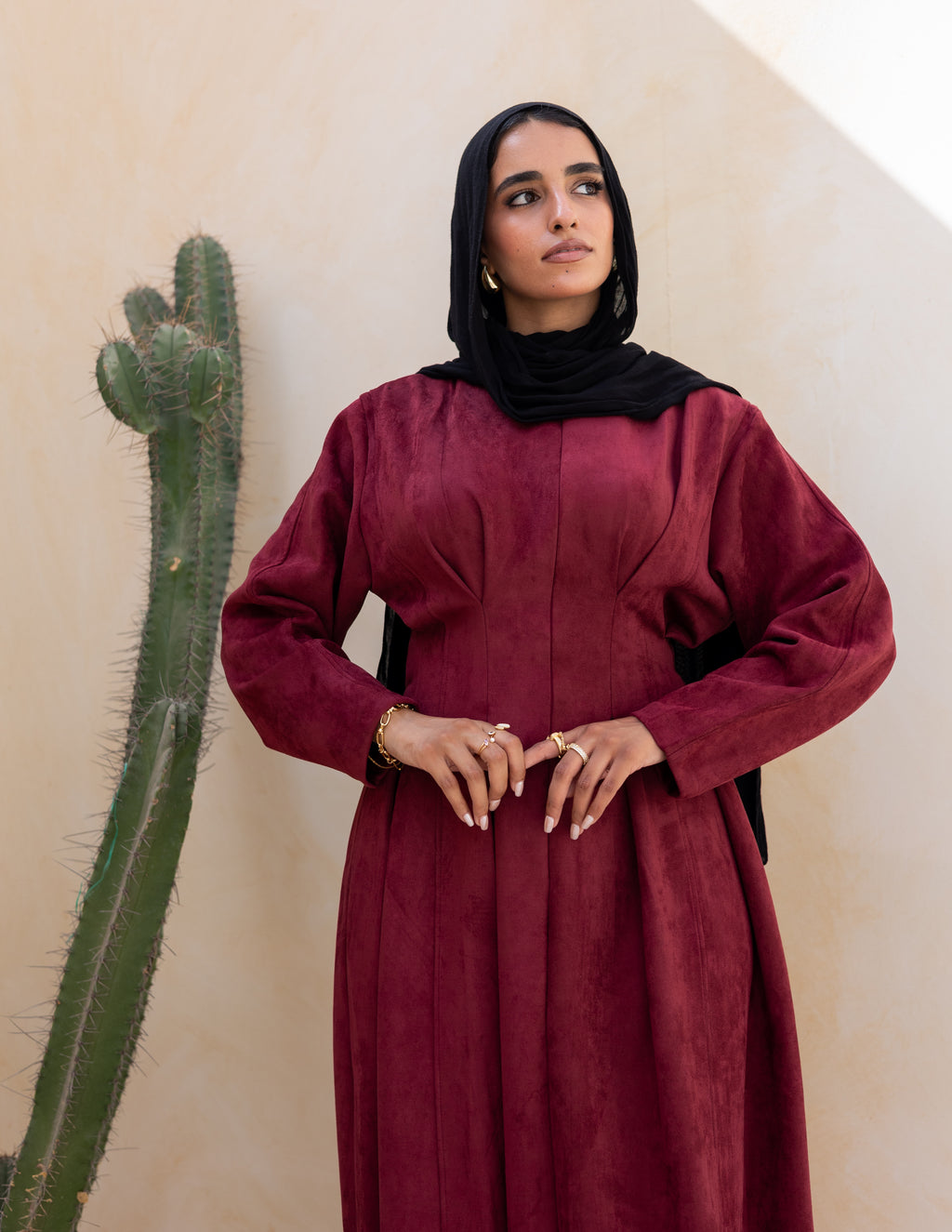 Soft Darts Dress — Burnt Maroon