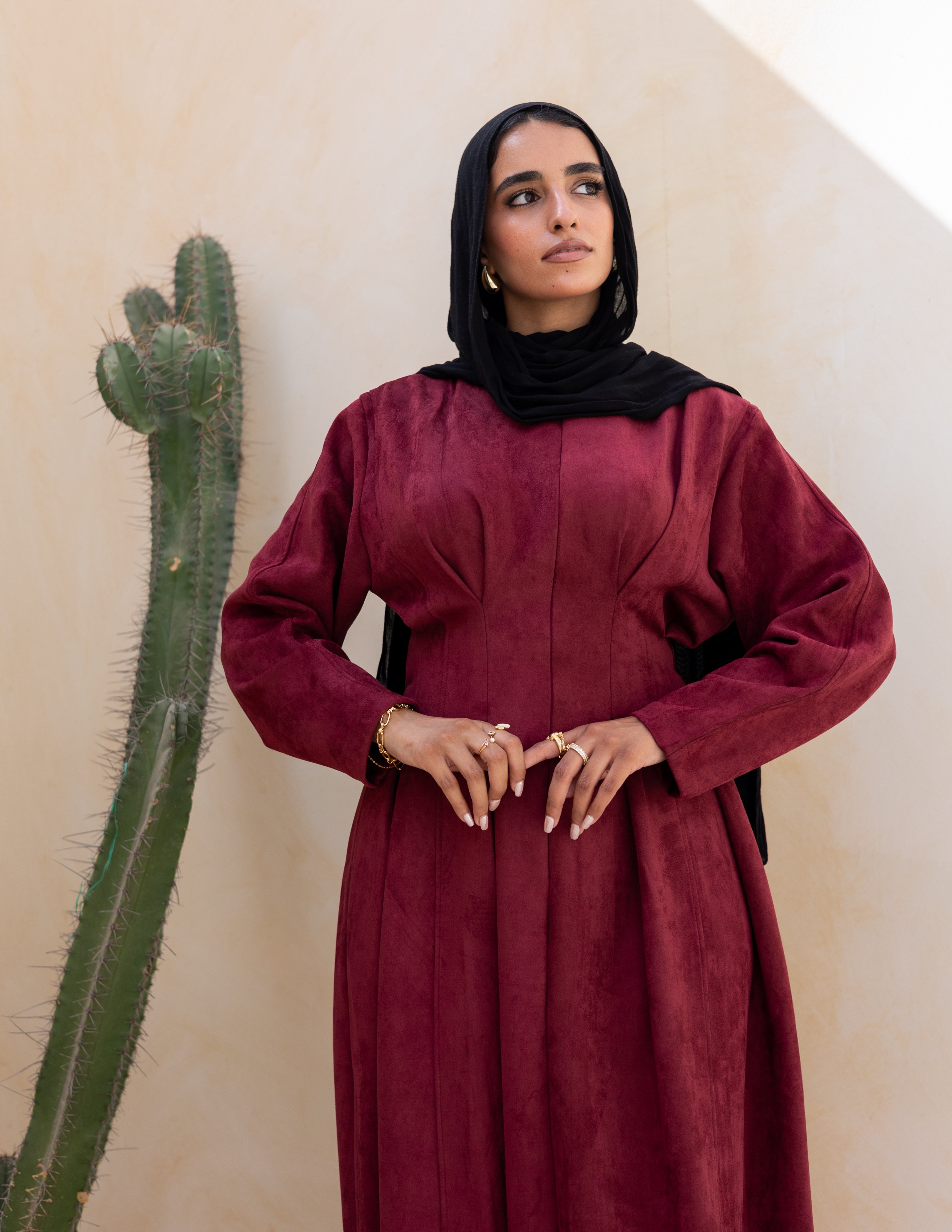 Soft Darts Dress — Burnt Maroon