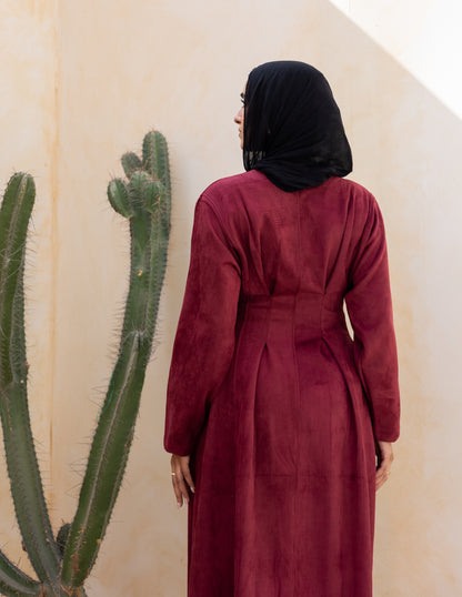 Soft Darts Dress — Burnt Maroon