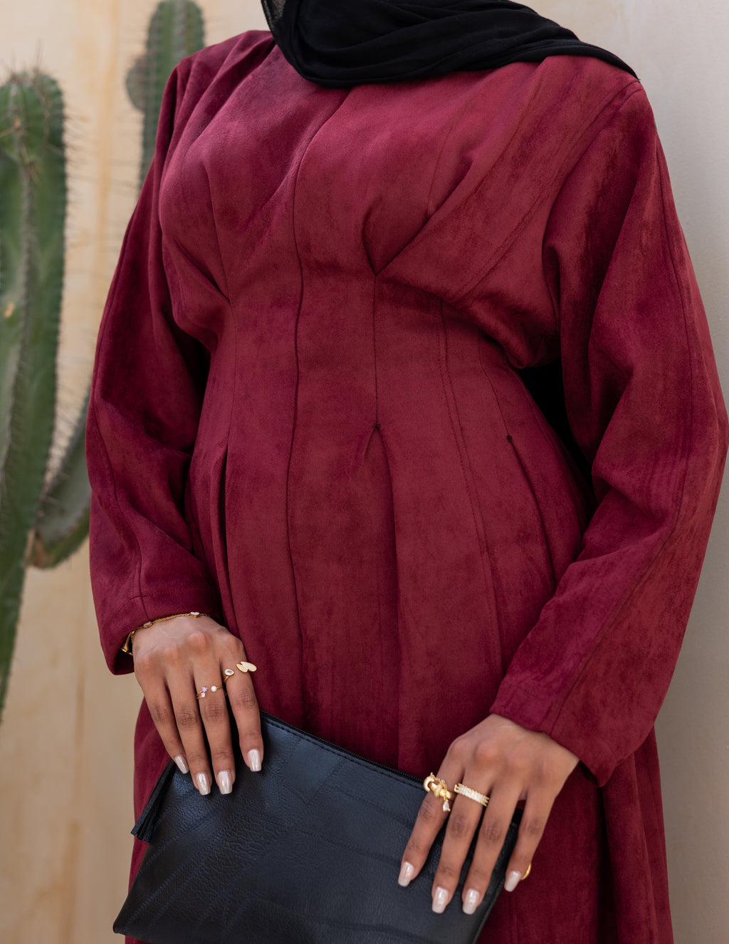 Soft Darts Dress — Burnt Maroon