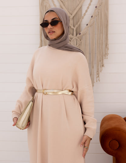 Basic Knitted Dress — Beige