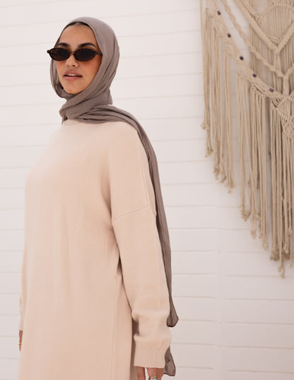 Basic Knitted Dress — Beige