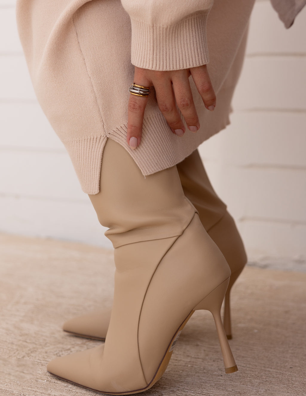 Basic Knitted Dress — Beige