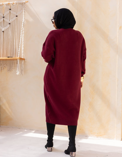 Basic Knitted Dress — Burgundy