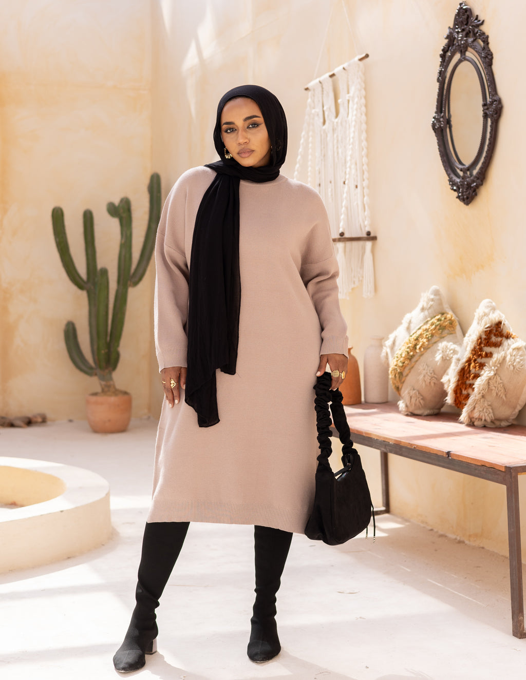 Basic Knitted Dress — Warm Beige