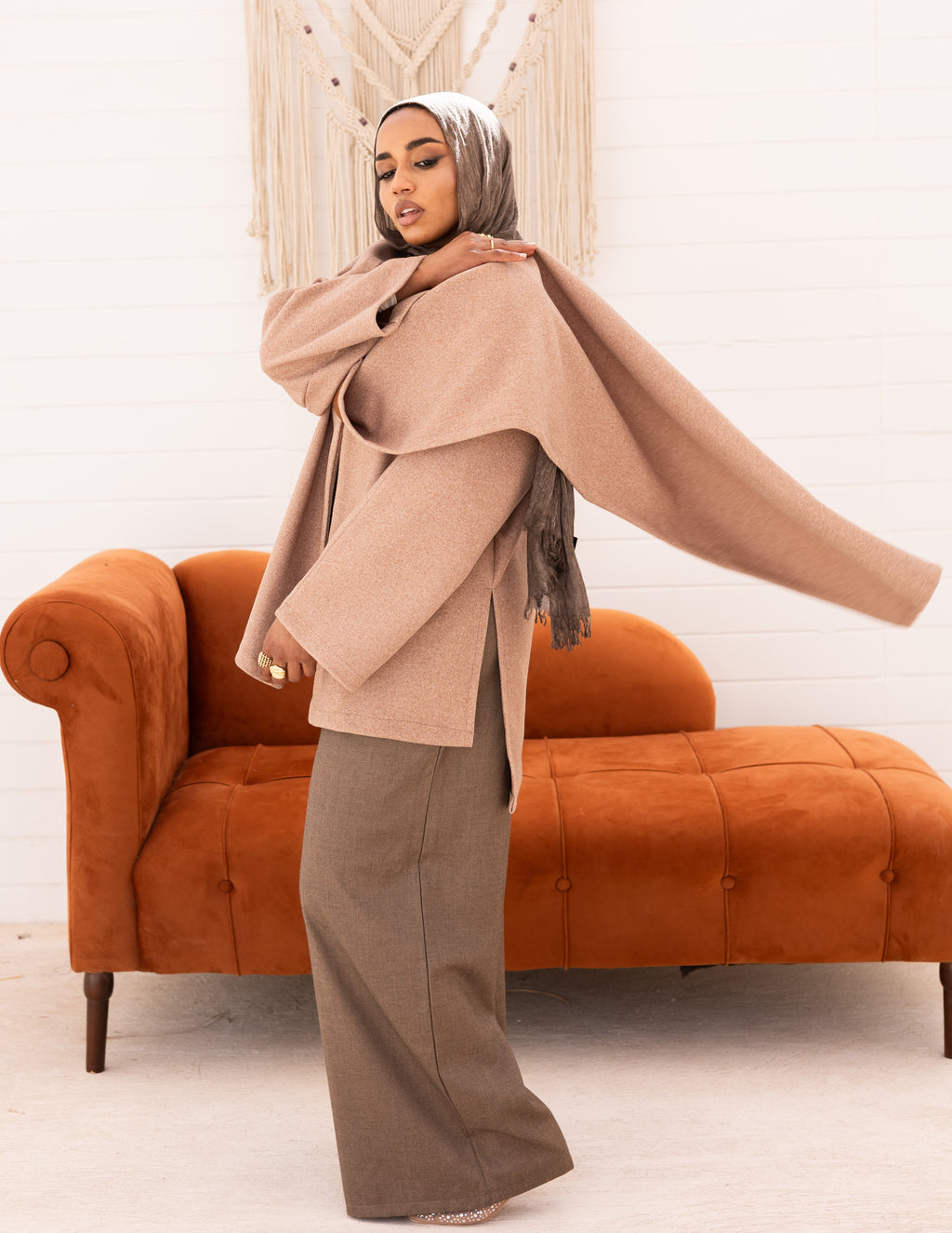 Noya Cape Coat — Warm Beige