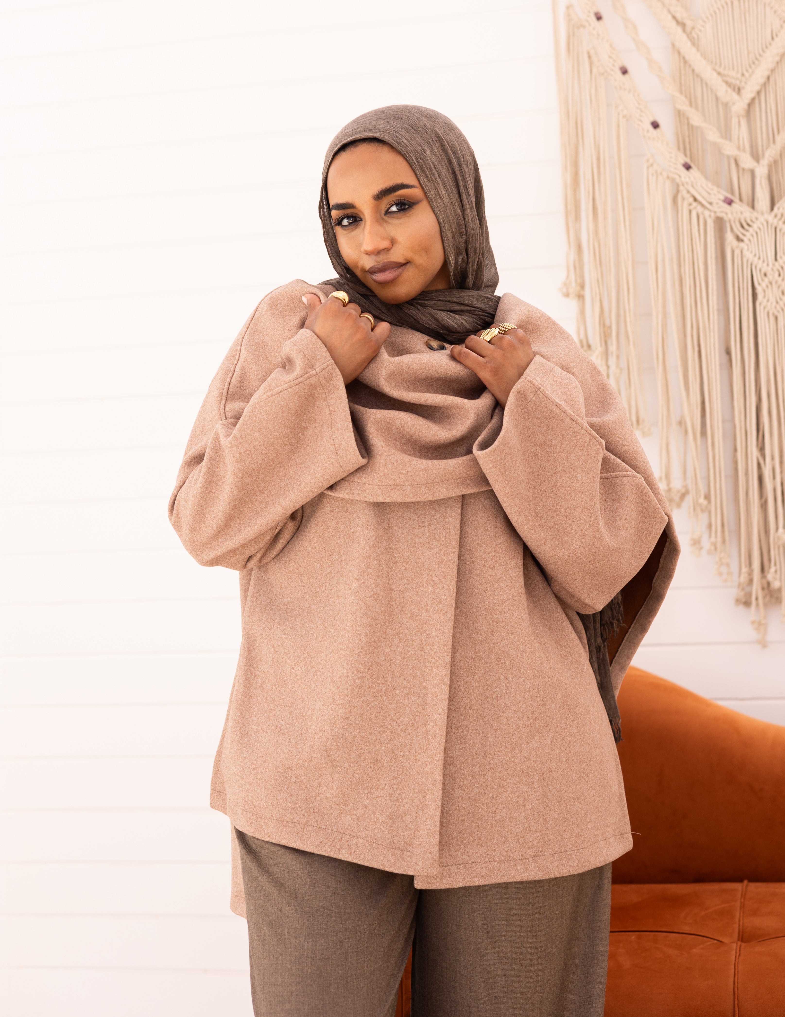 Noya Cape Coat — Warm Beige