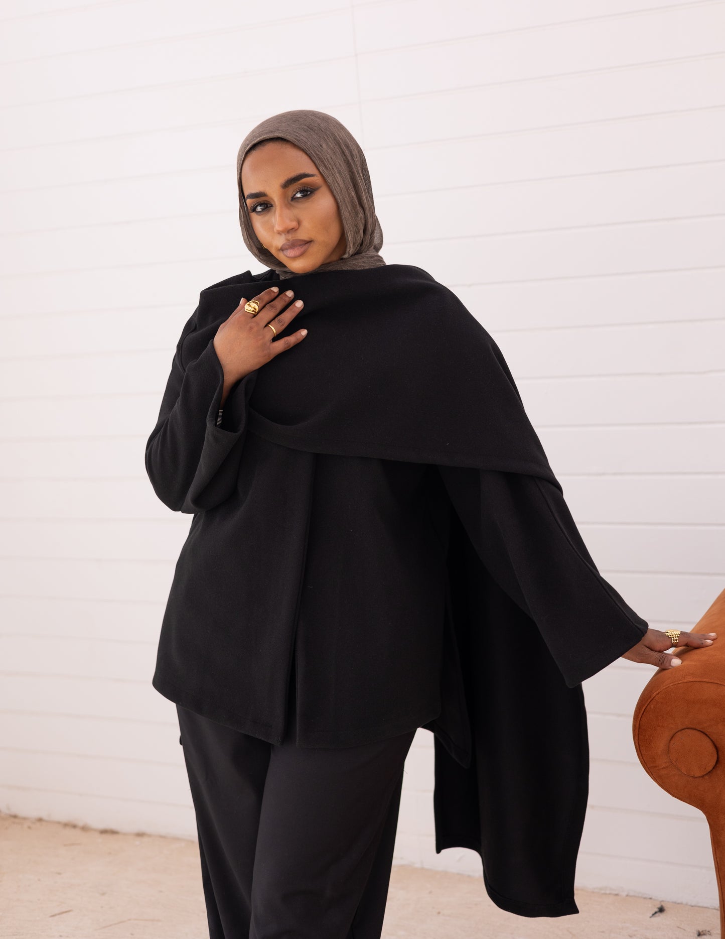 Noya Cape Coat — Black