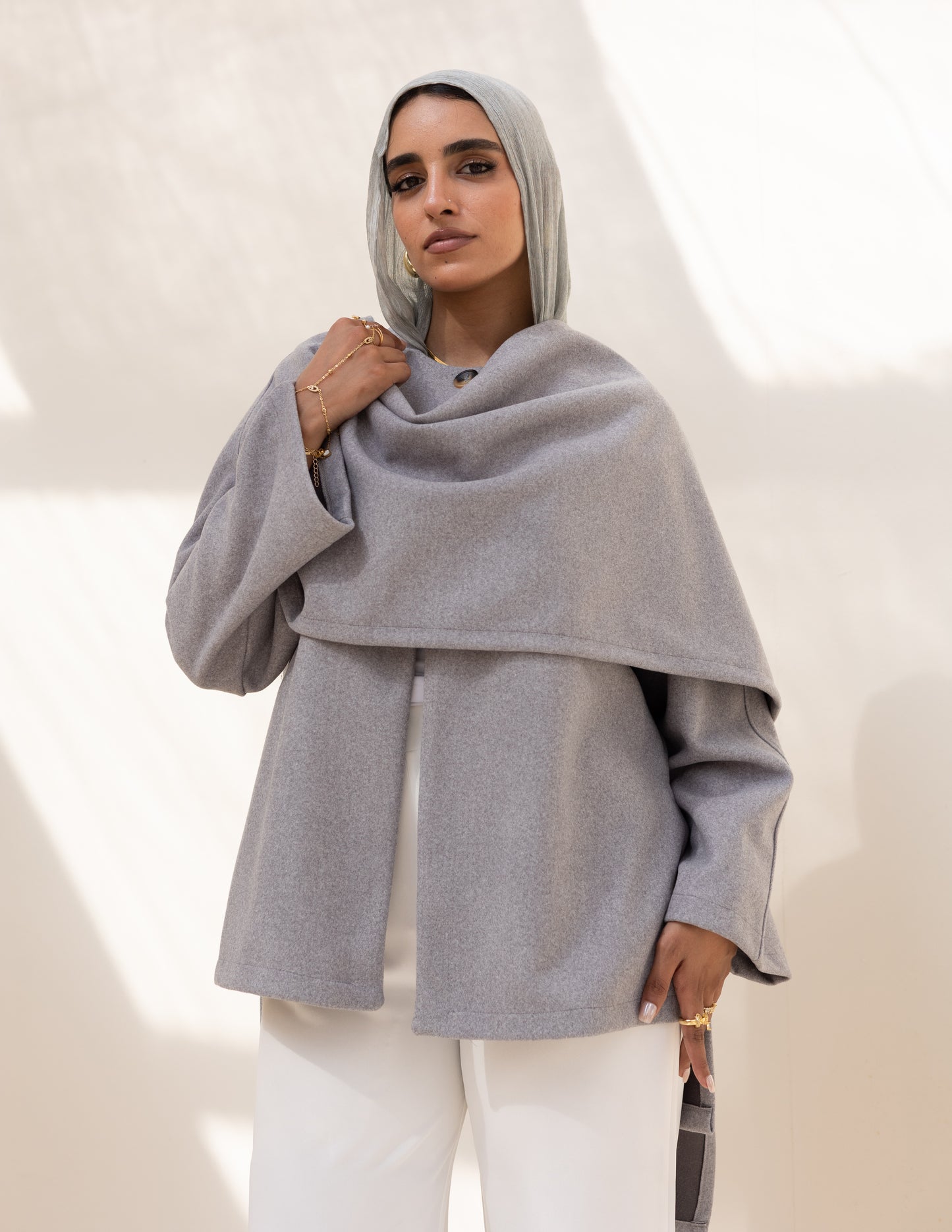 Noya Cape Coat — Grey