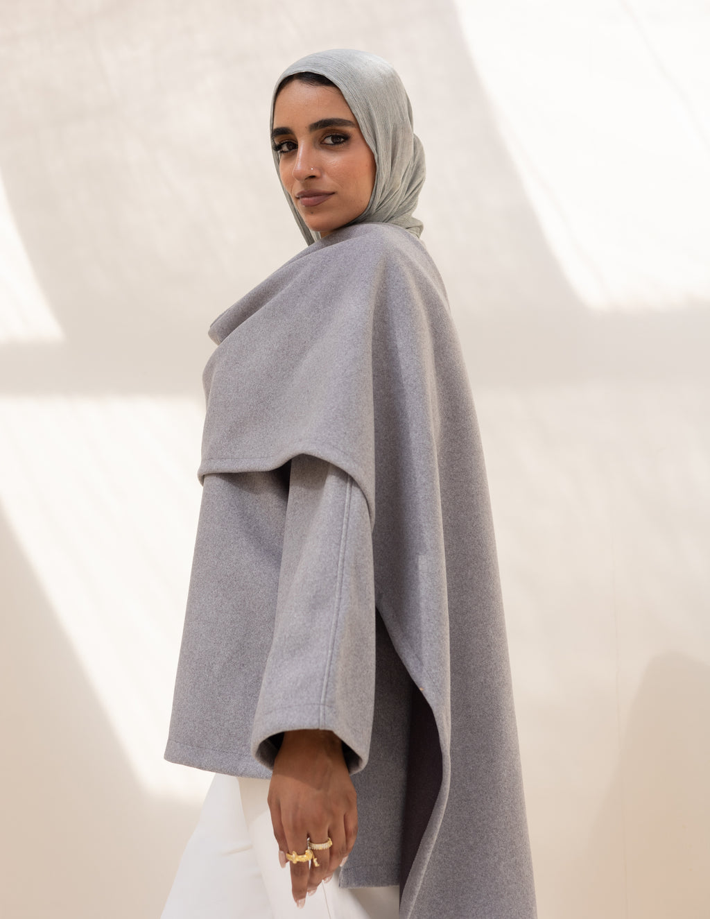 Noya Cape Coat — Grey