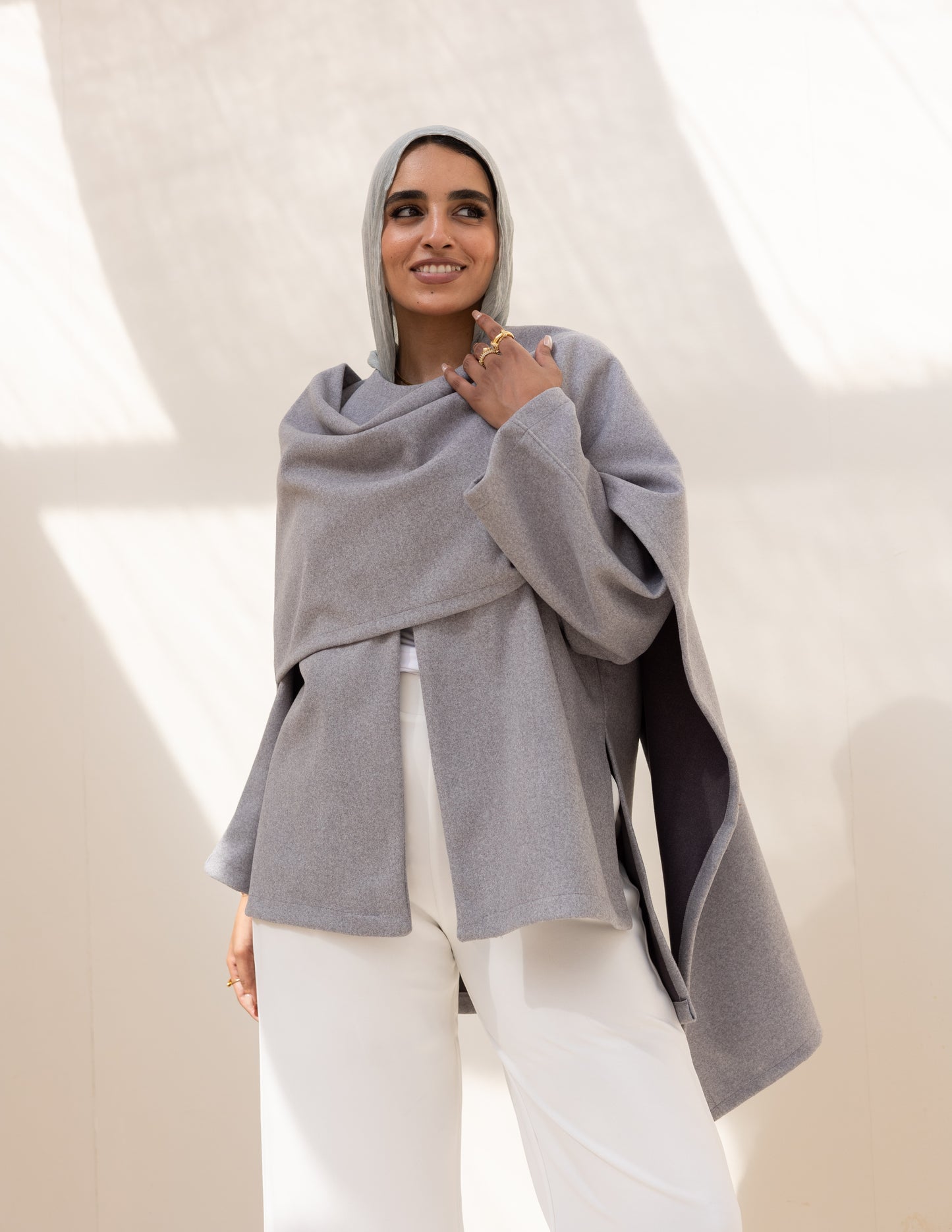 Noya Cape Coat — Grey