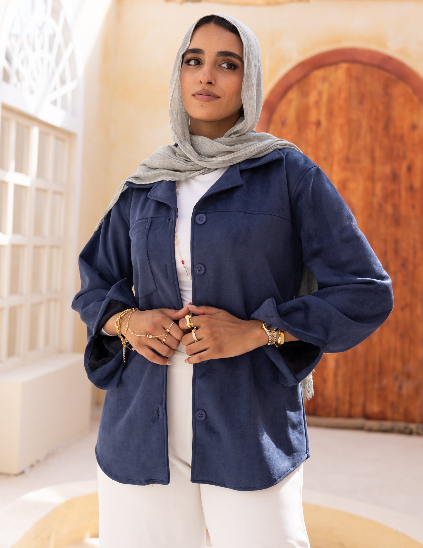 Suede Shirt — Navy Blue