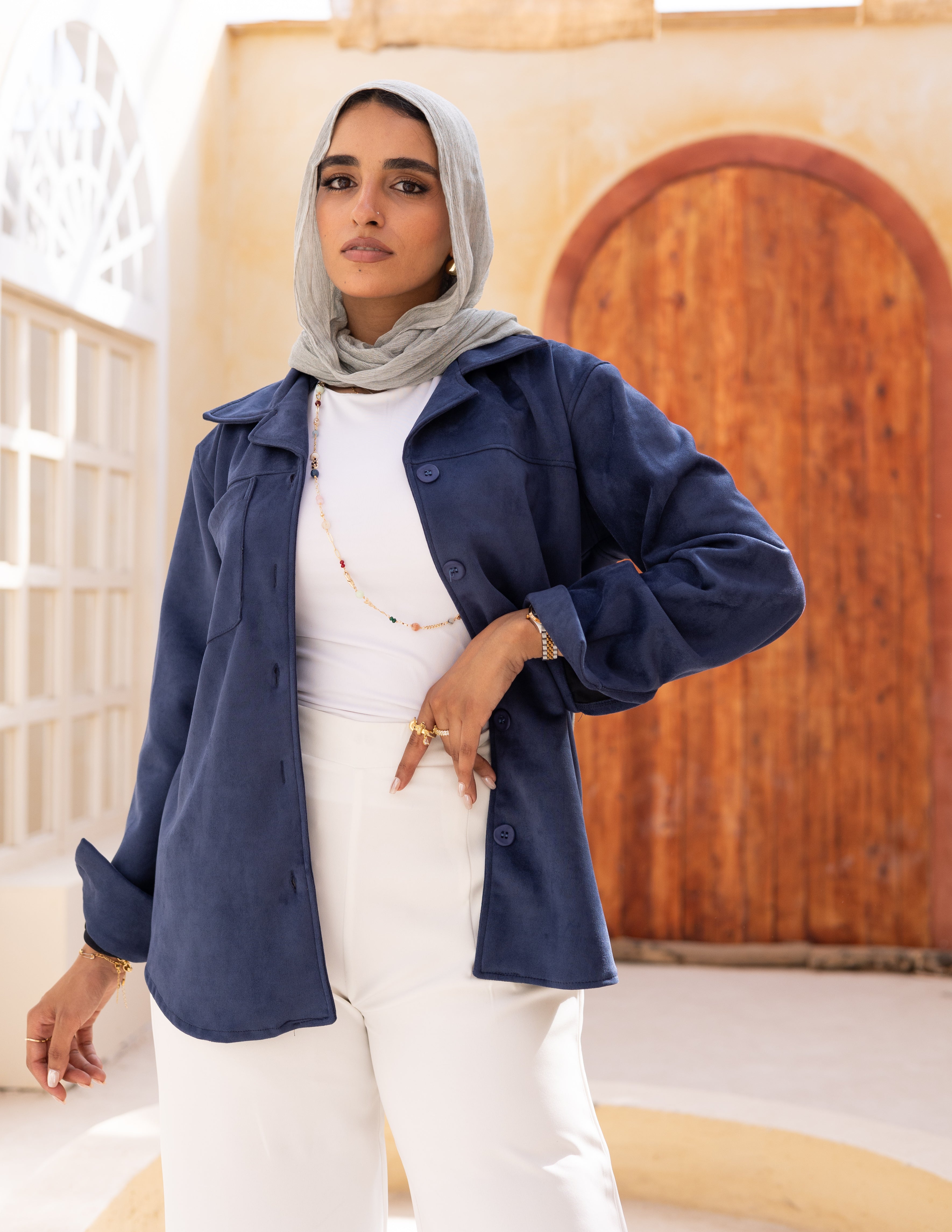 Suede Shirt — Navy Blue