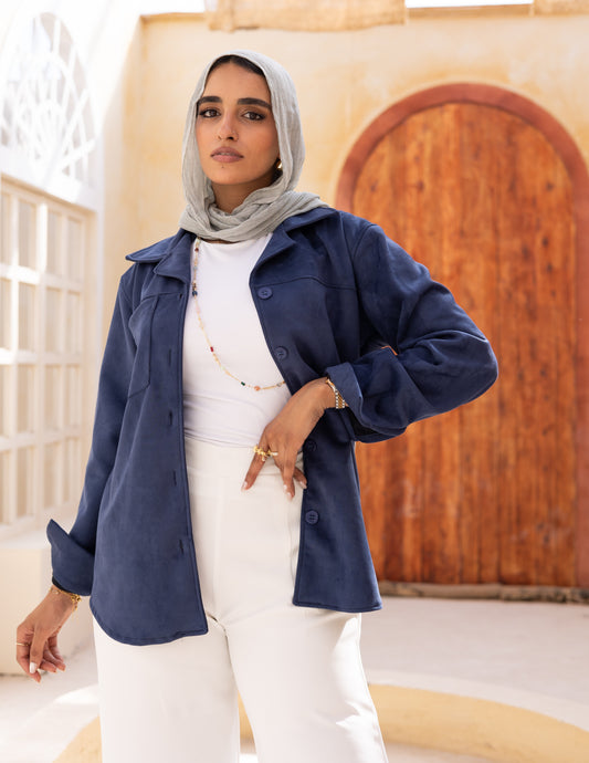 Suede Shirt — Navy Blue