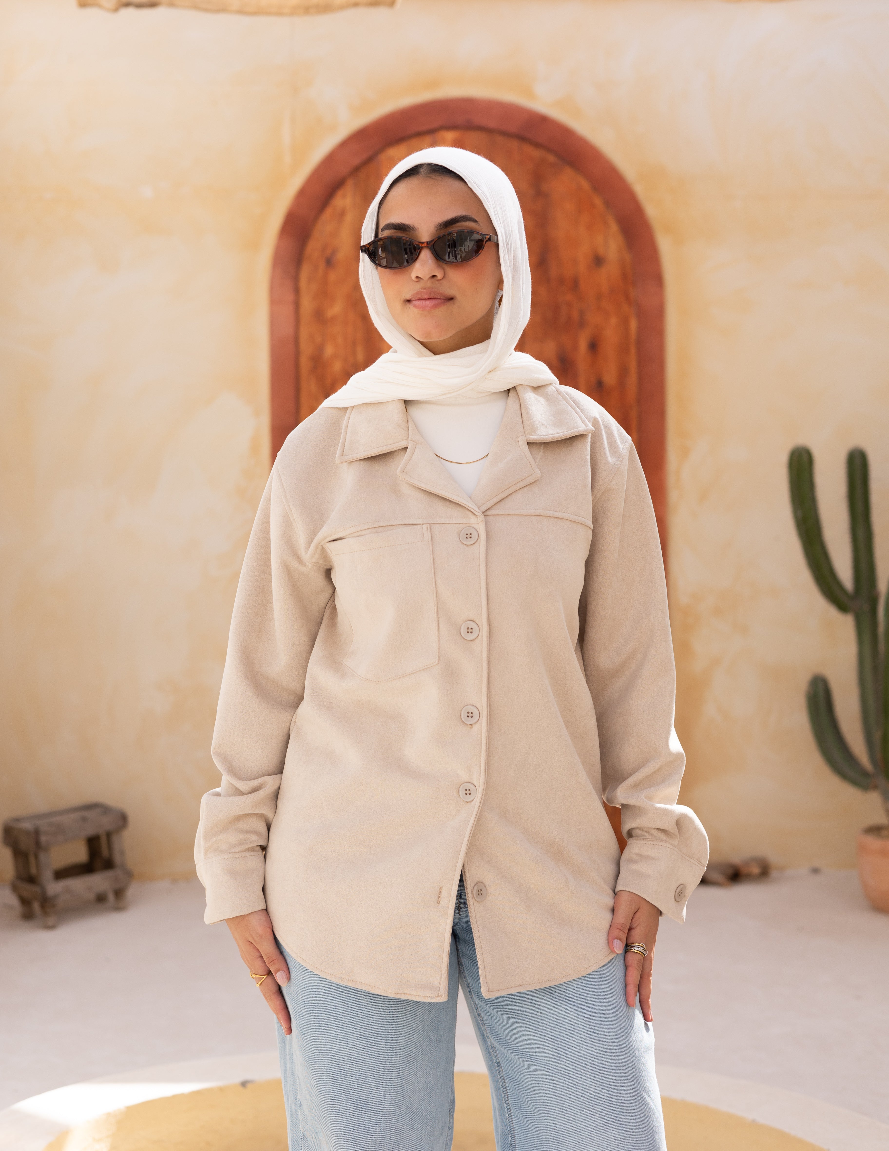 Suede Shirt — Beige