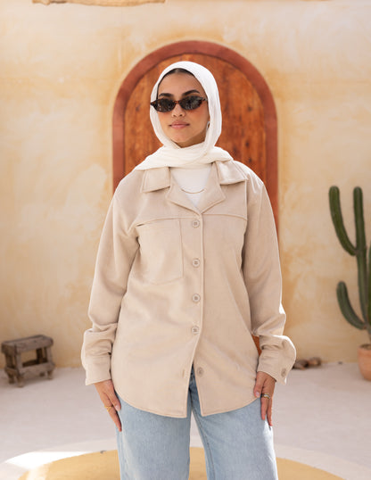 Suede Shirt — Beige