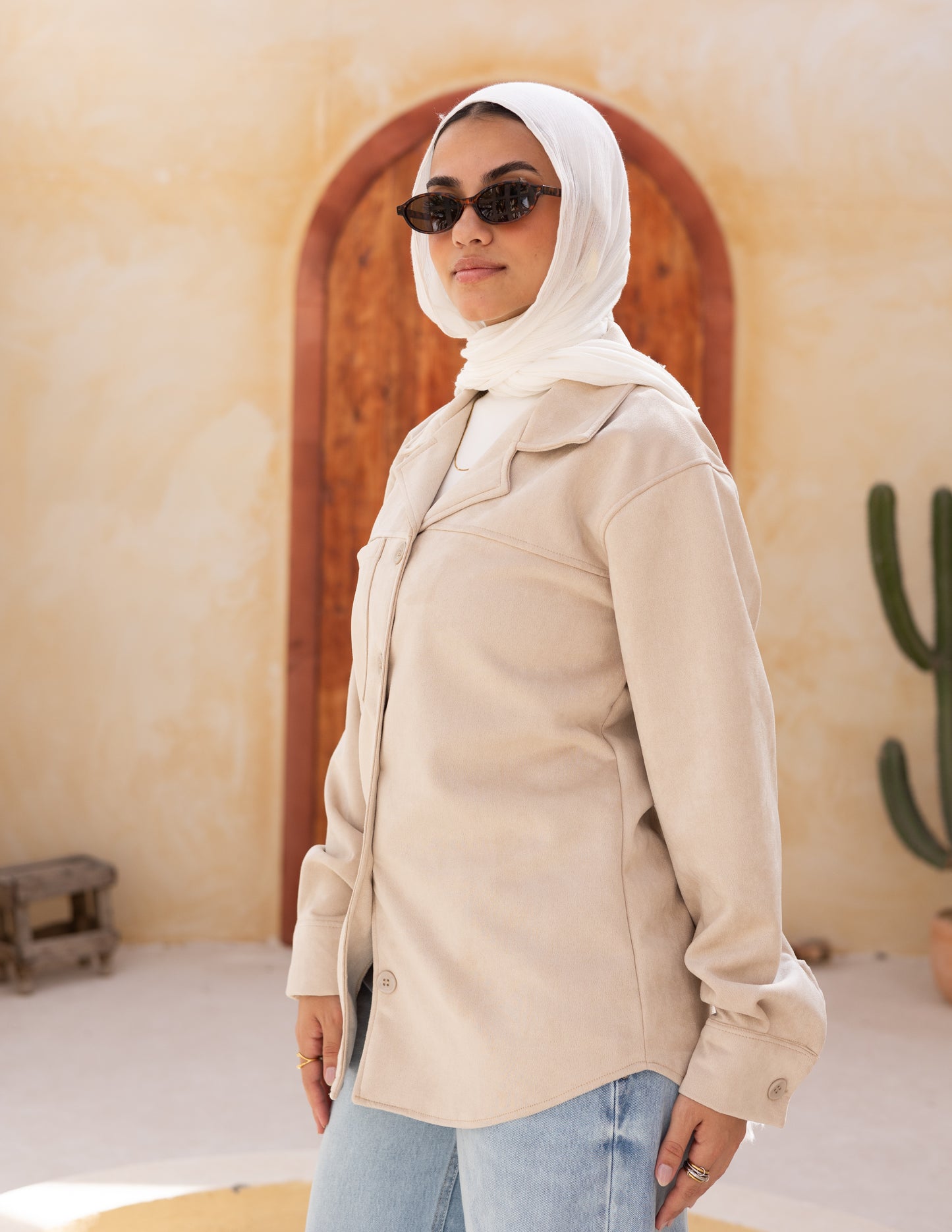 Suede Shirt — Beige