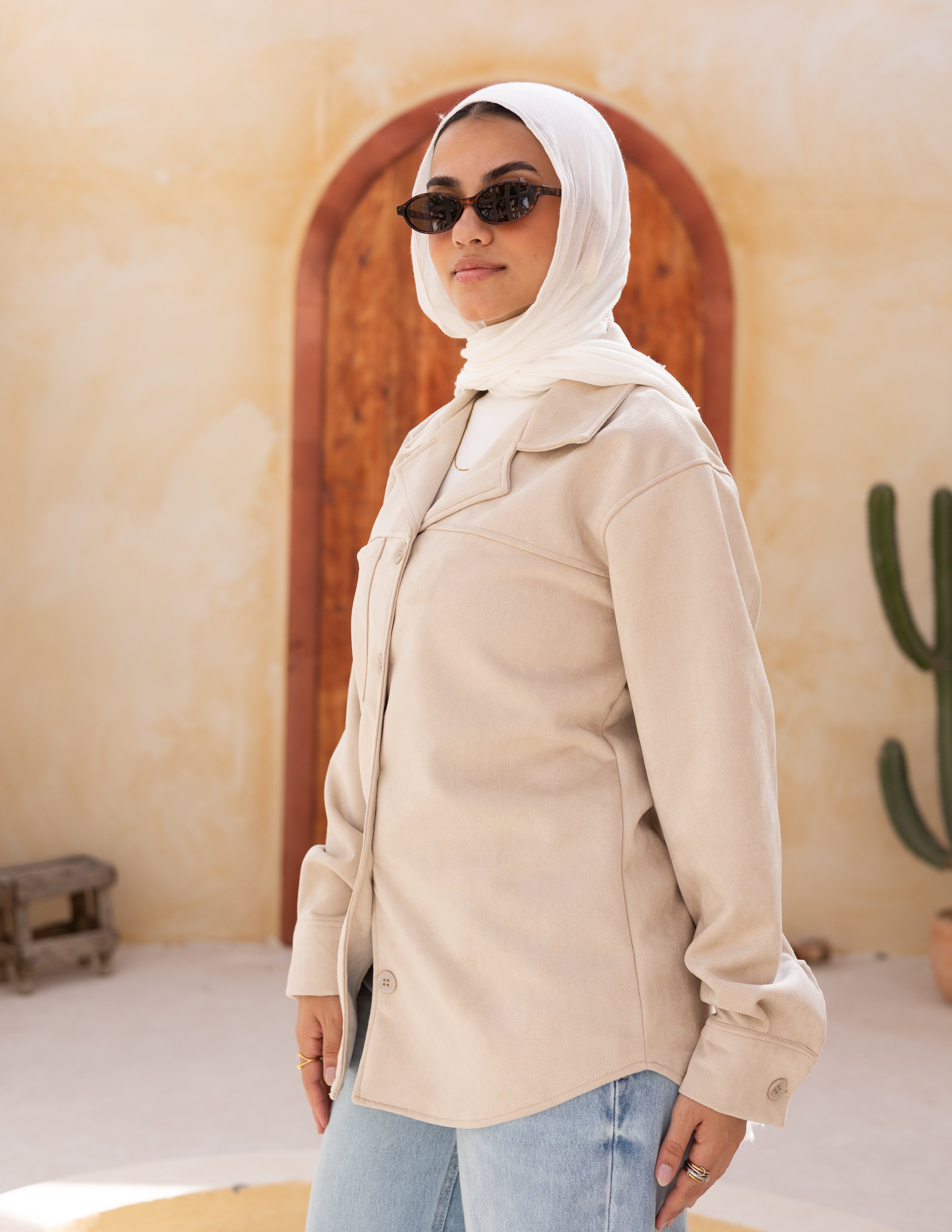 Suede Shirt — Beige
