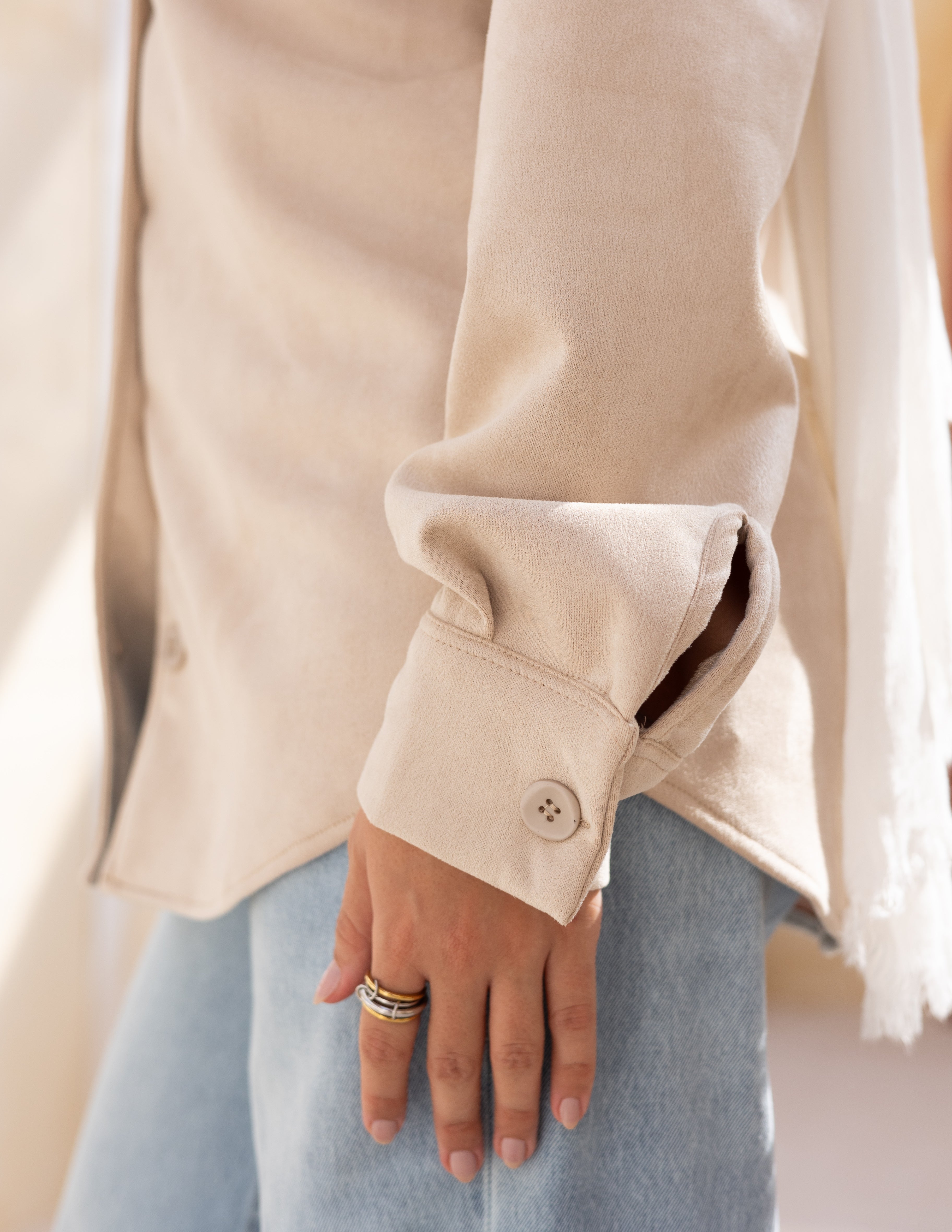 Suede Shirt — Beige