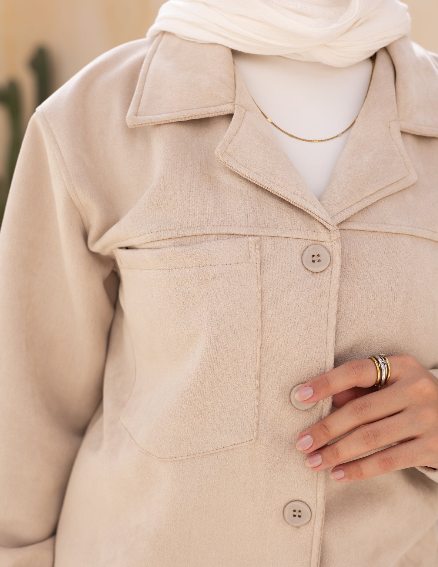 Suede Shirt — Beige