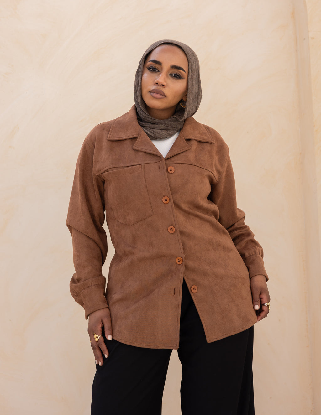 Suede Shirt — Cocoa Brown