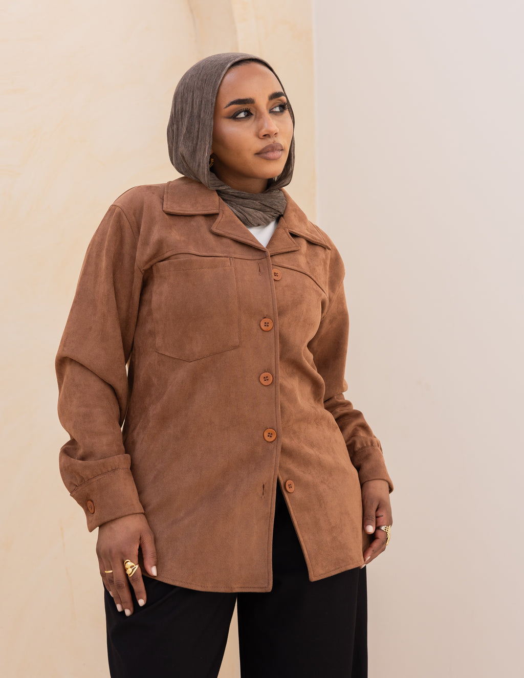 Suede Shirt — Cocoa Brown