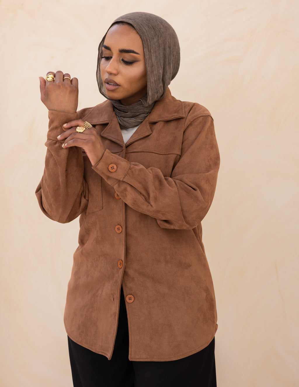 Suede Shirt — Cocoa Brown