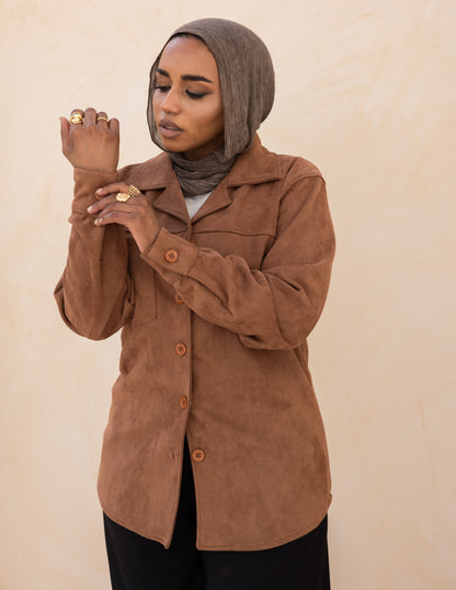 Suede Shirt — Cocoa Brown