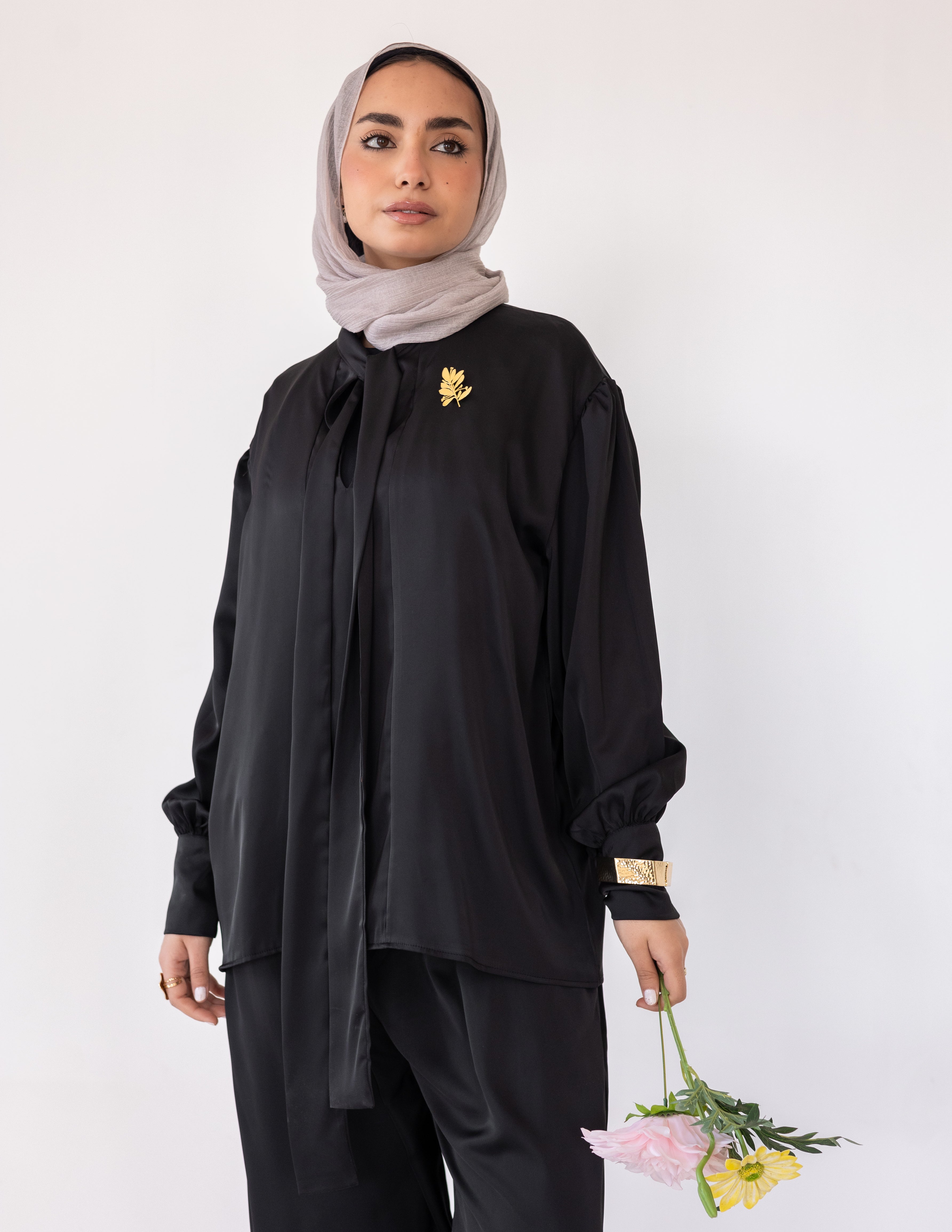 Harem Satin Set — Black