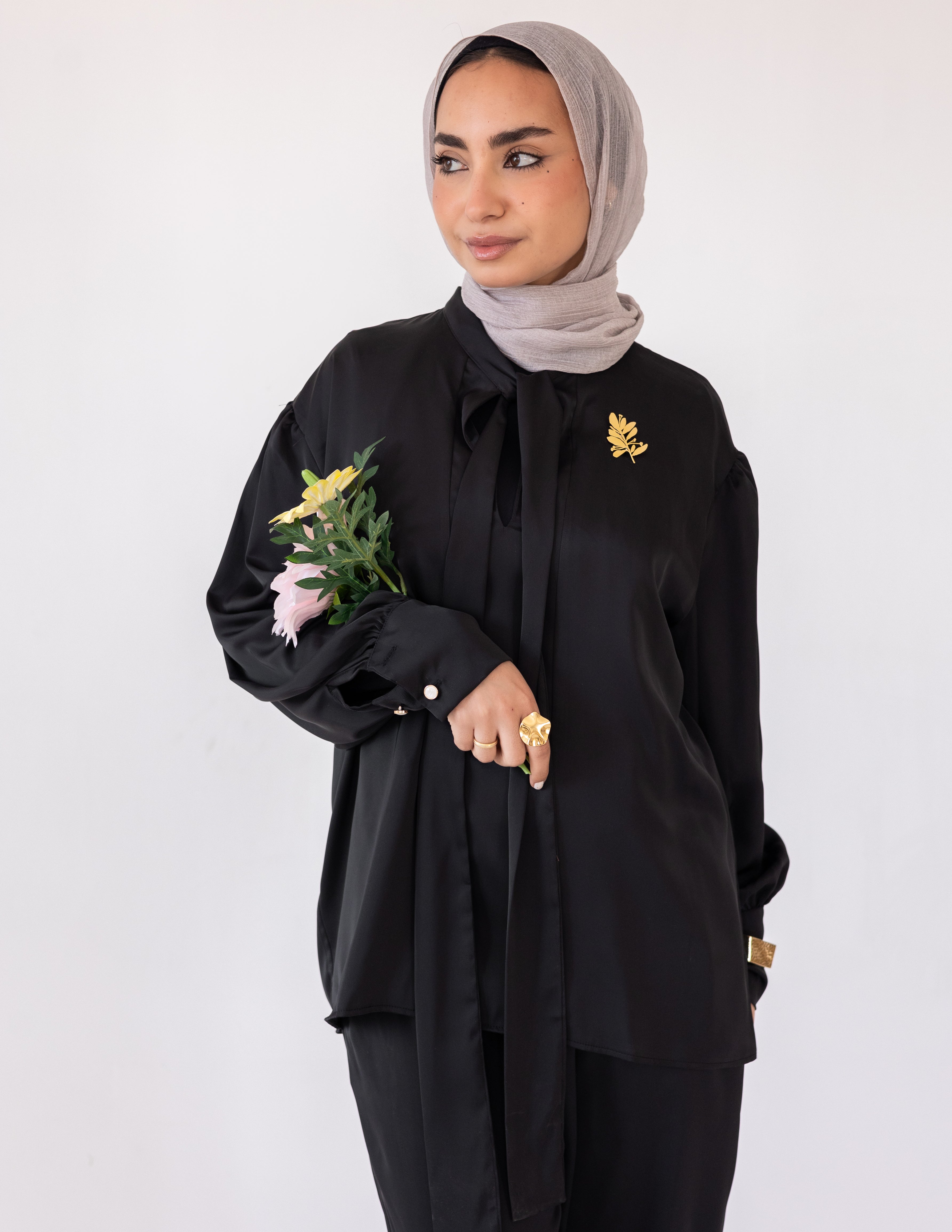 Harem Satin Set — Black