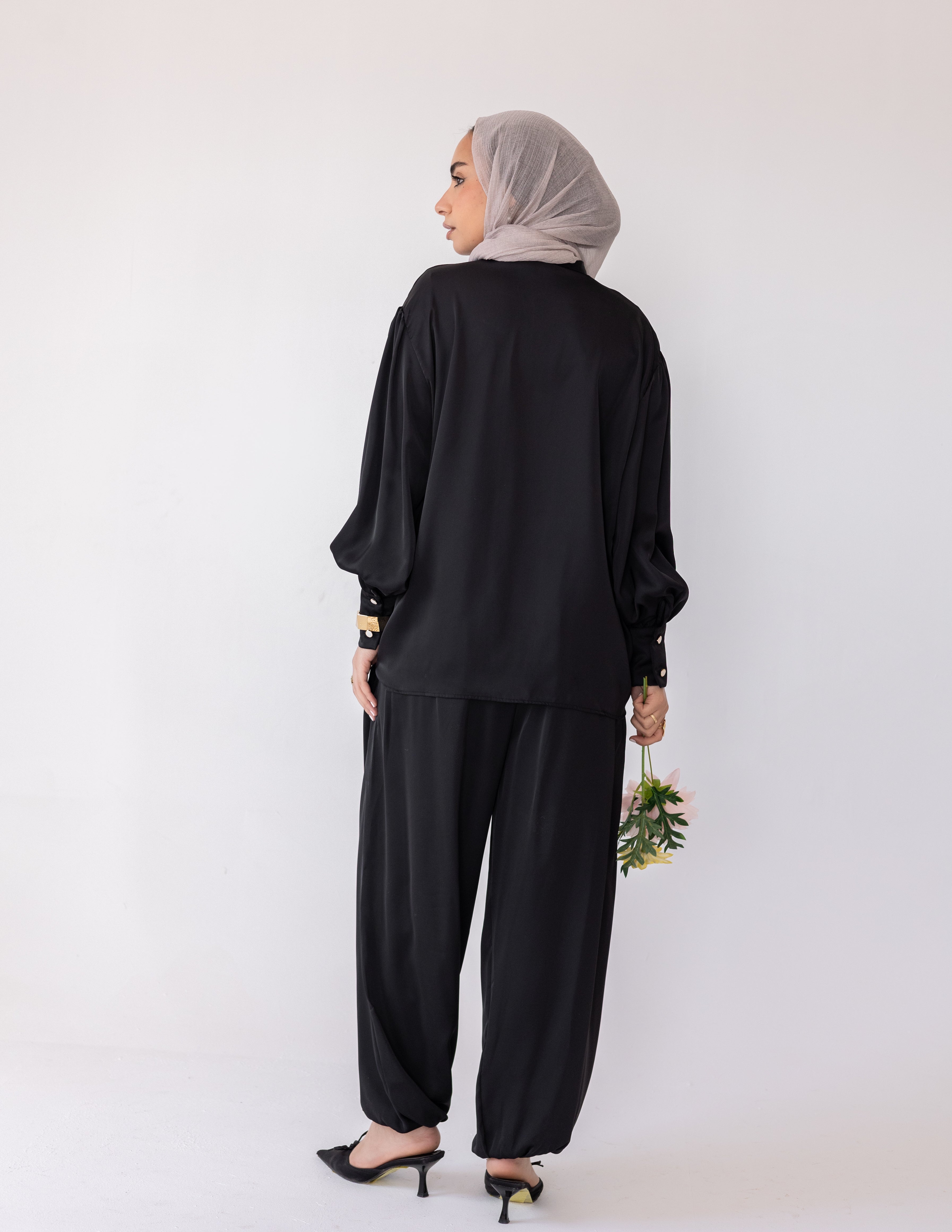 Harem Satin Set — Black
