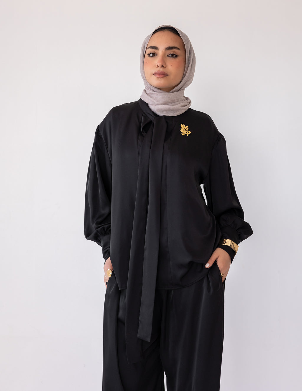 Harem Satin Set — Black