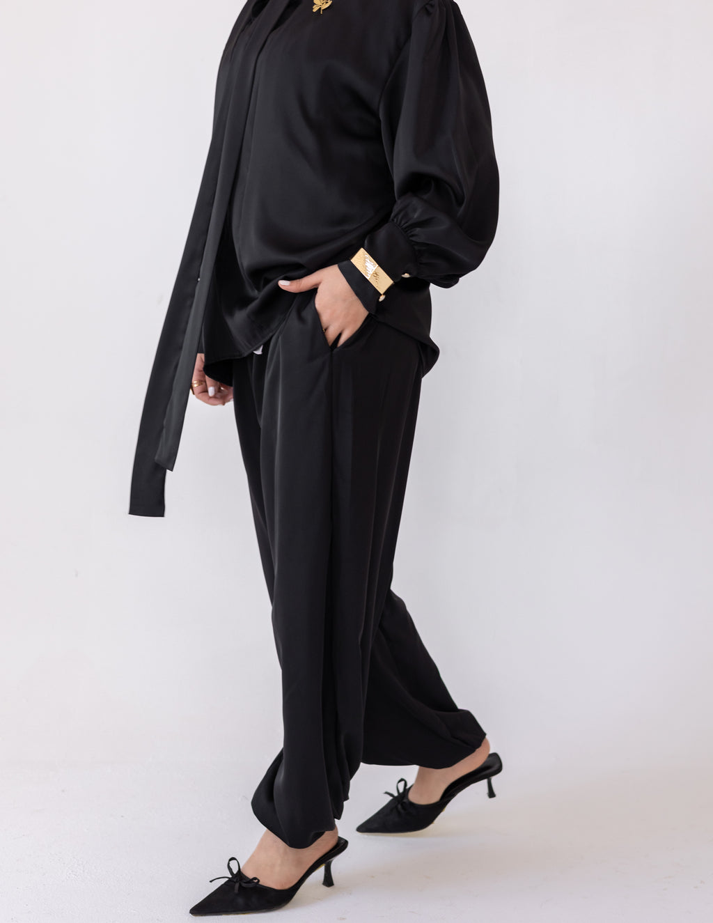 Harem Satin Set — Black