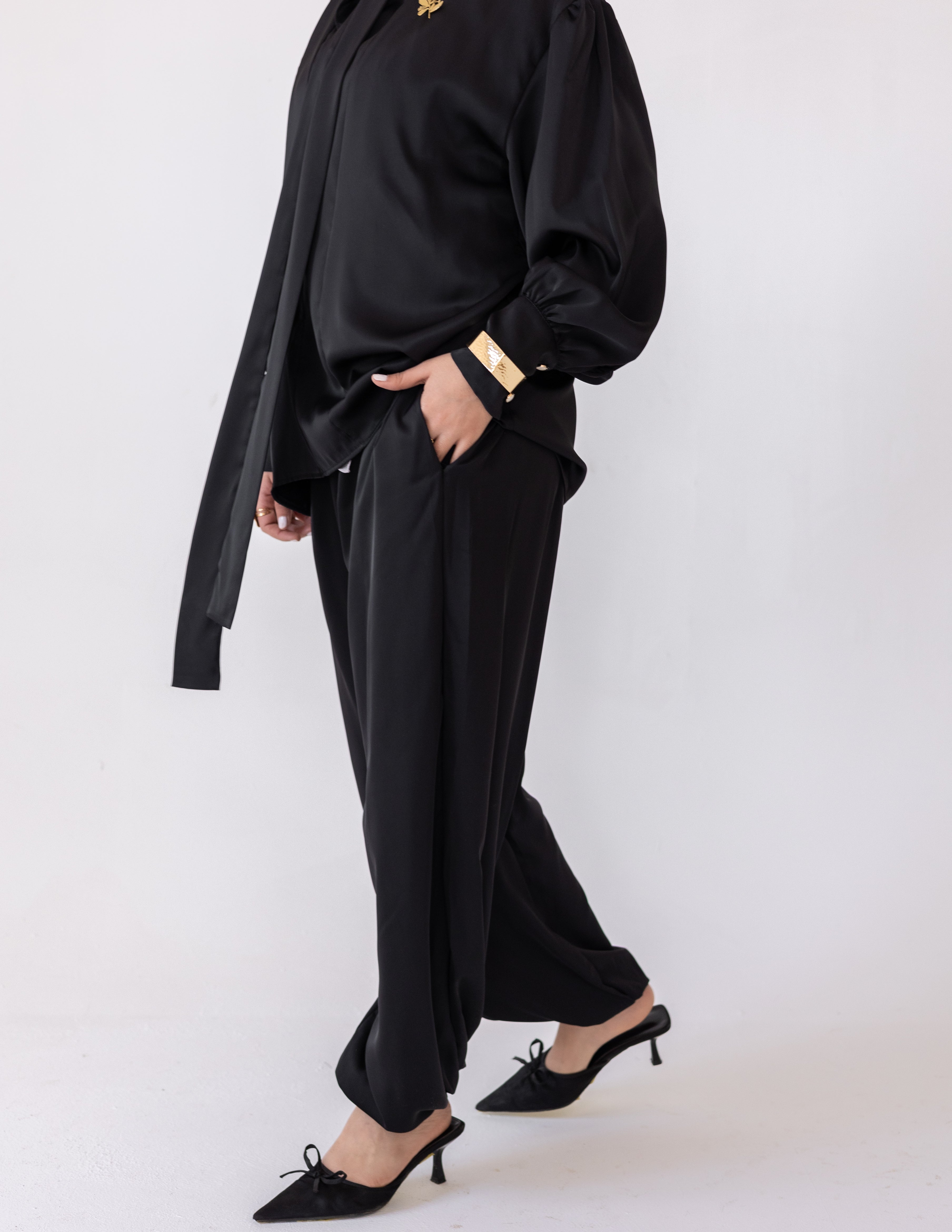 Harem Satin Set — Black