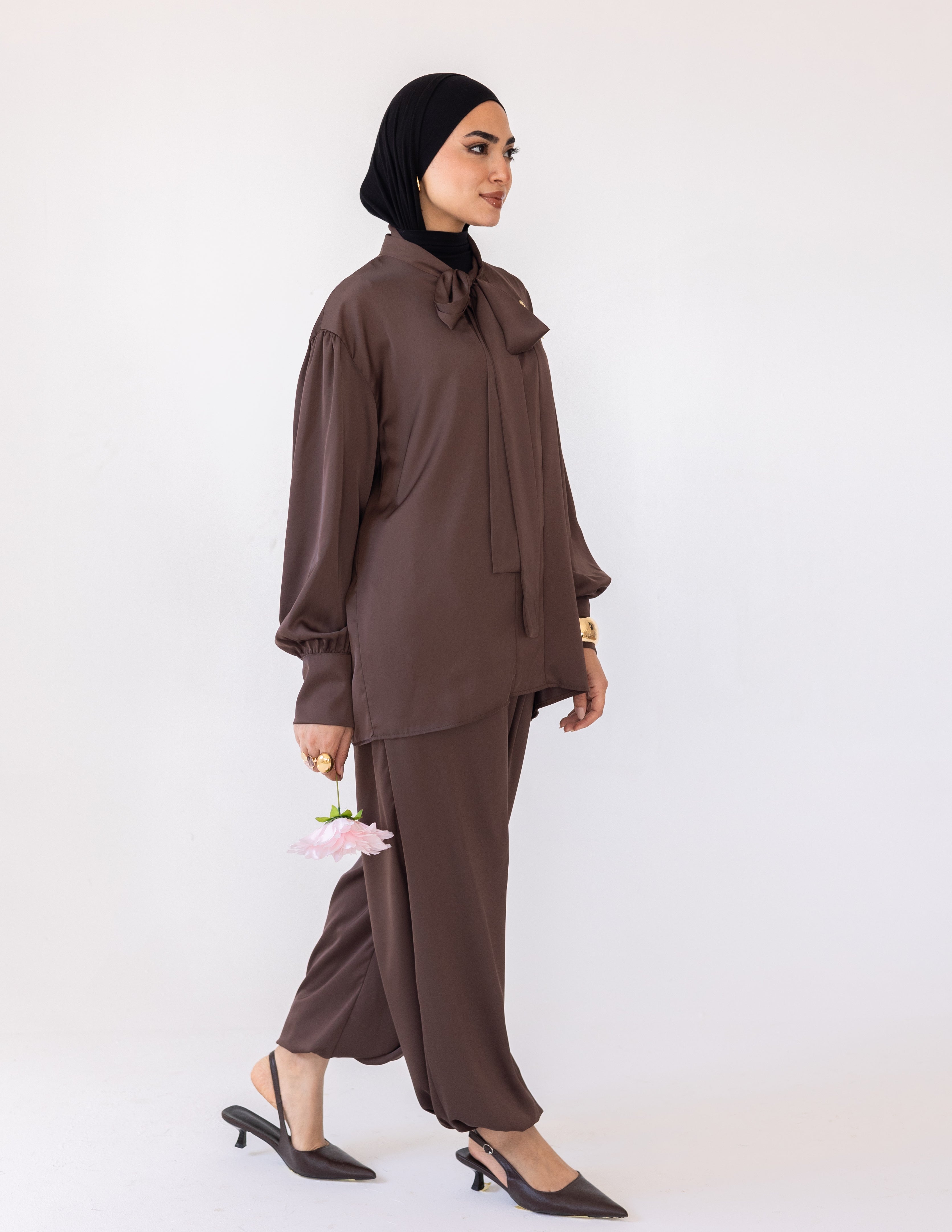 Harem Satin Set — Brown