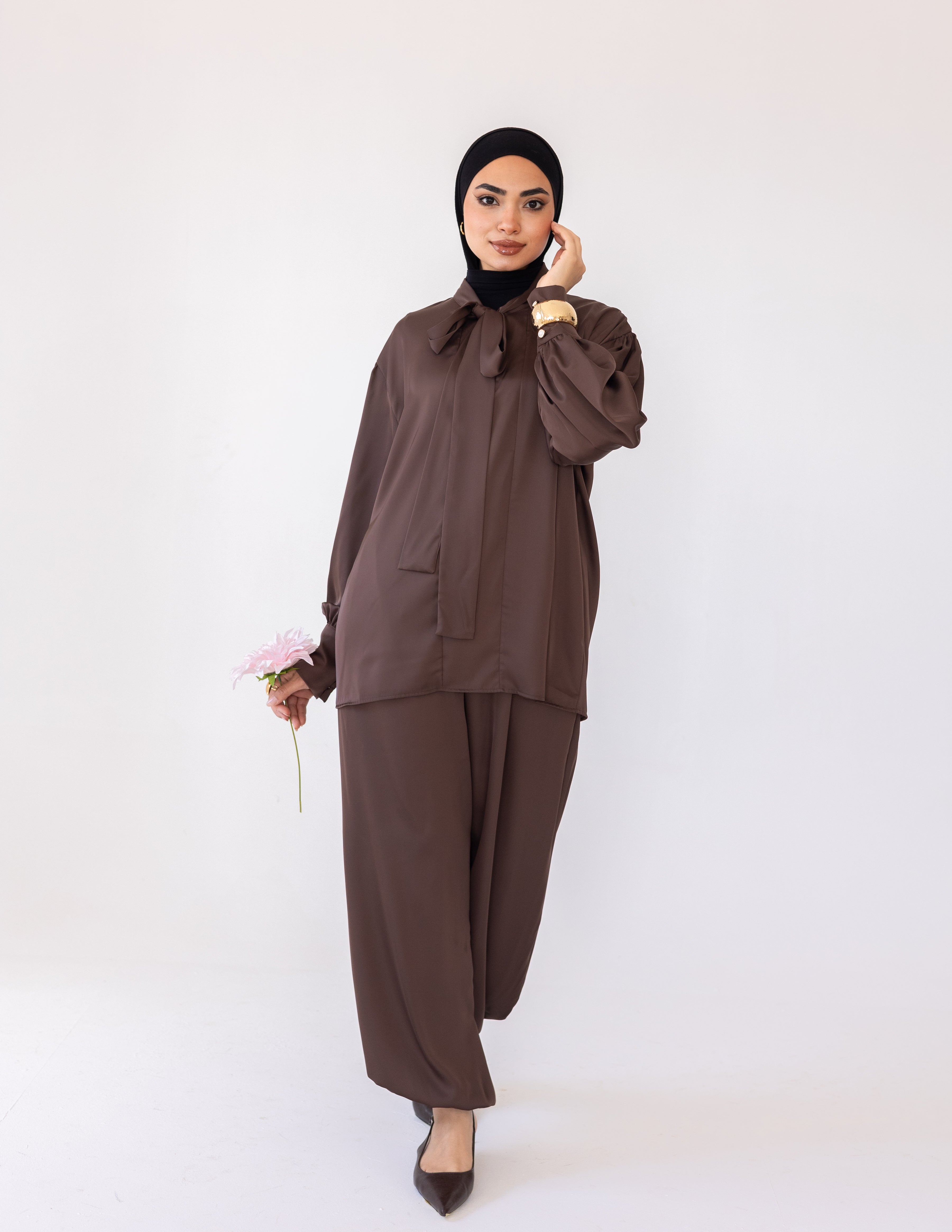 Harem Satin Set — Brown
