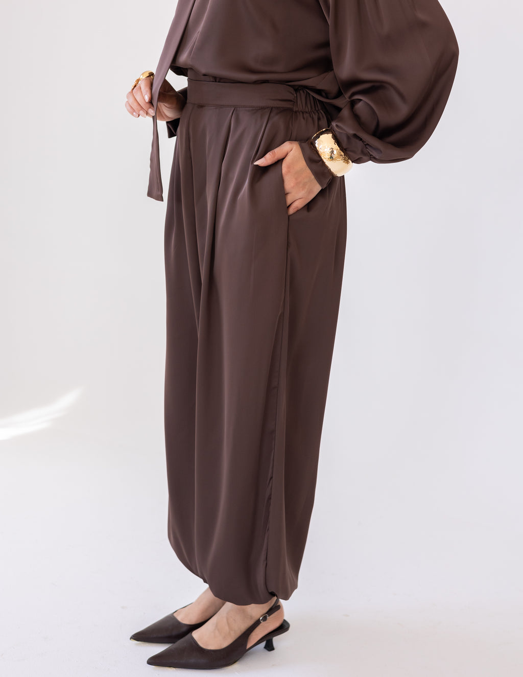 Harem Satin Set — Brown