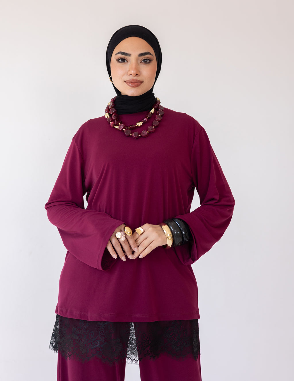Wrapped In Lace Set — Burgundy