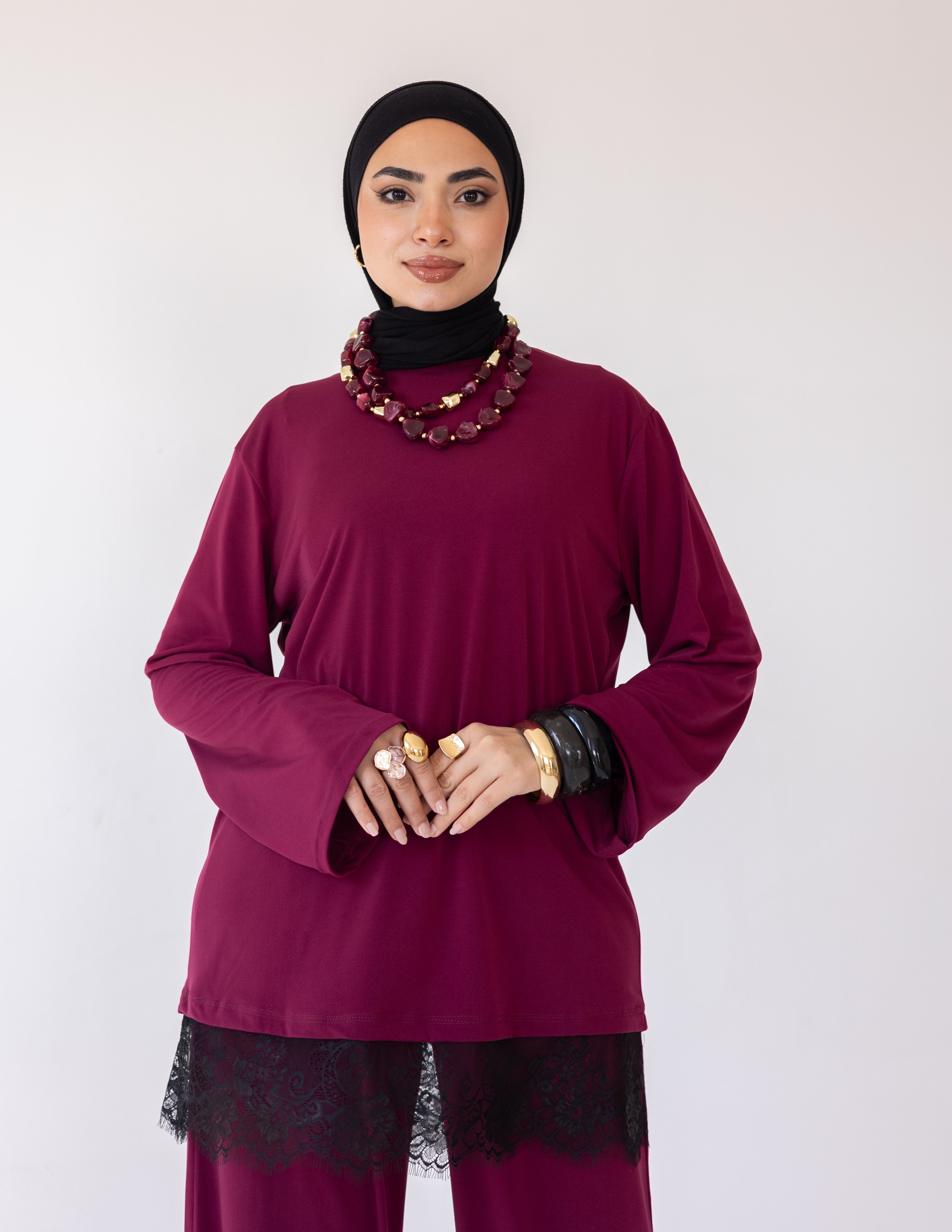 Wrapped In Lace Set — Burgundy