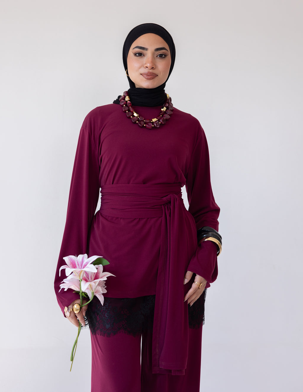 Wrapped In Lace Set — Burgundy