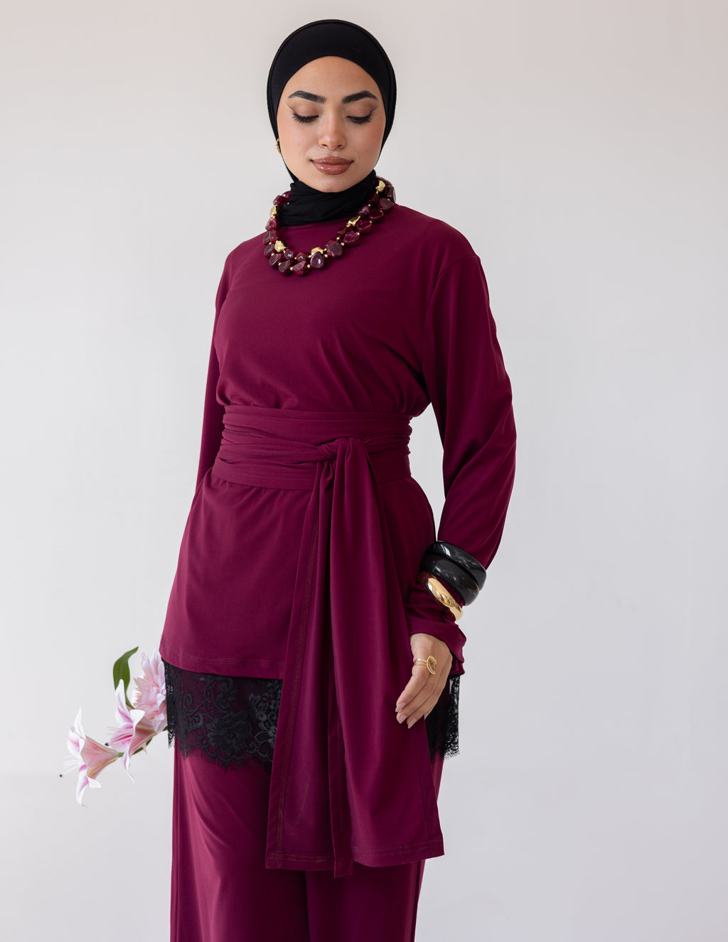 Wrapped In Lace Set — Burgundy