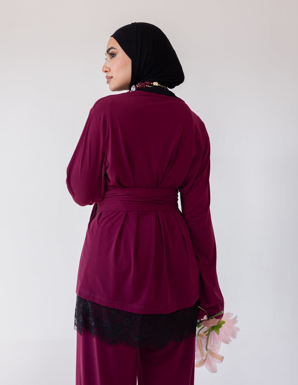 Wrapped In Lace Set — Burgundy