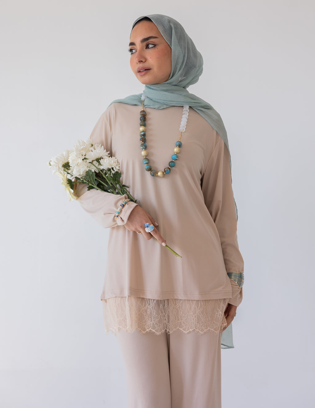 Wrapped In Lace Set — Beige