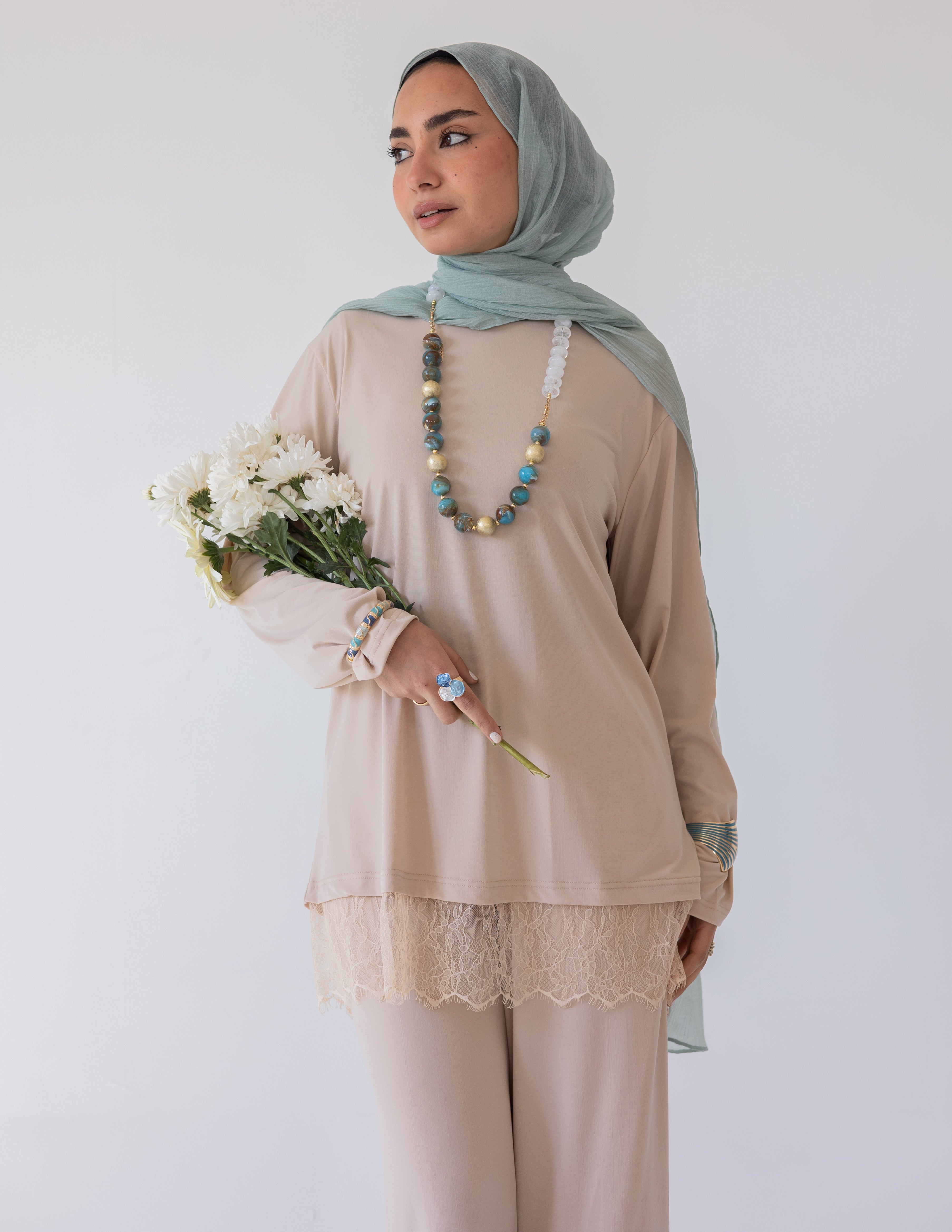 Wrapped In Lace Set — Beige