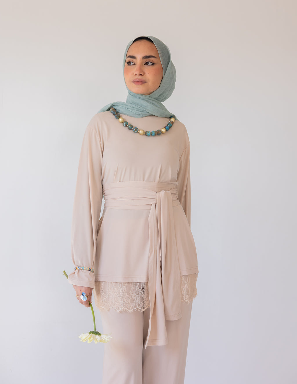 Wrapped In Lace Set — Beige