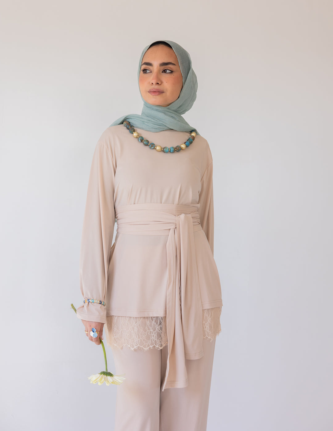 Wrapped In Lace Set — Beige