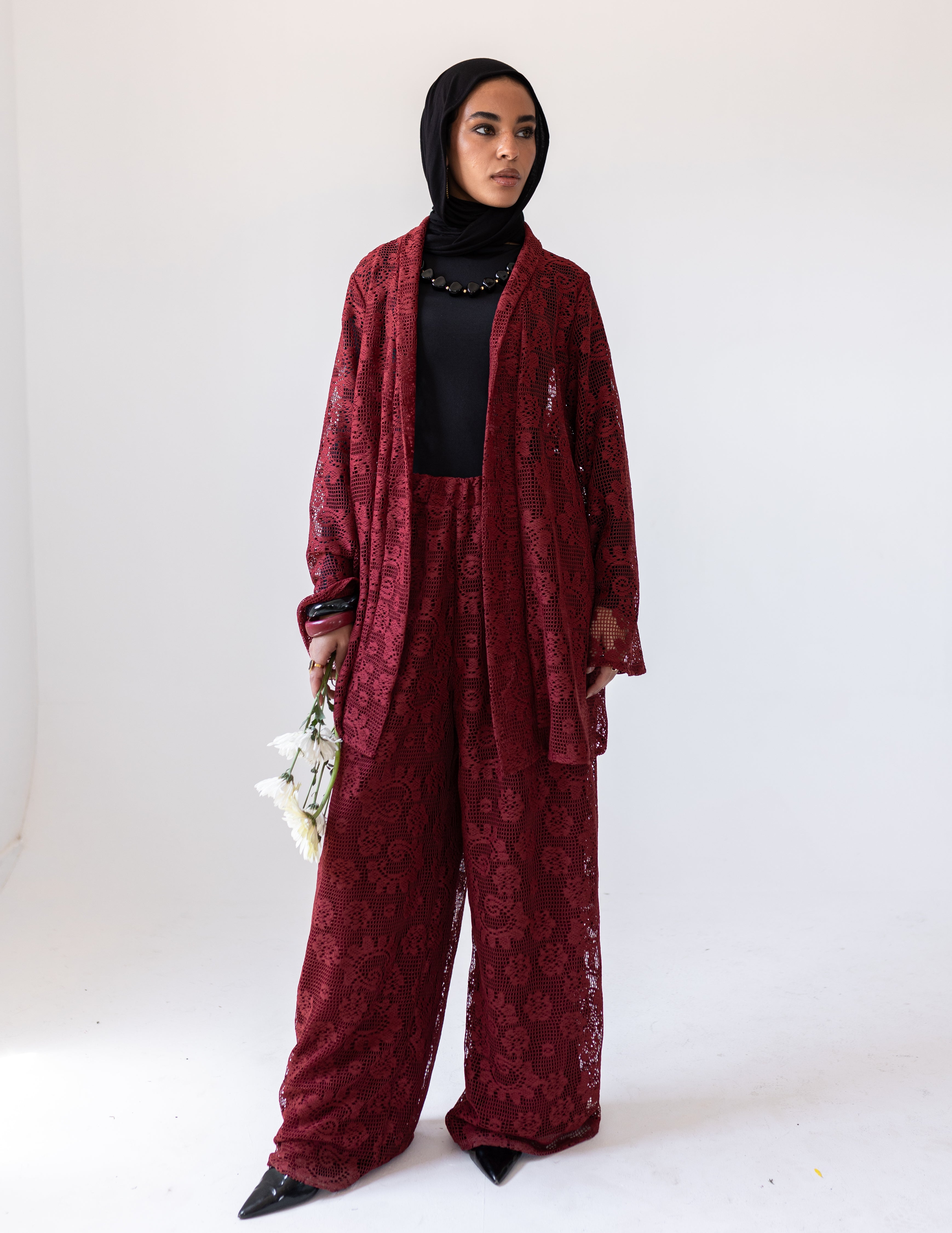 Sunveil Lace Set — Burgundy