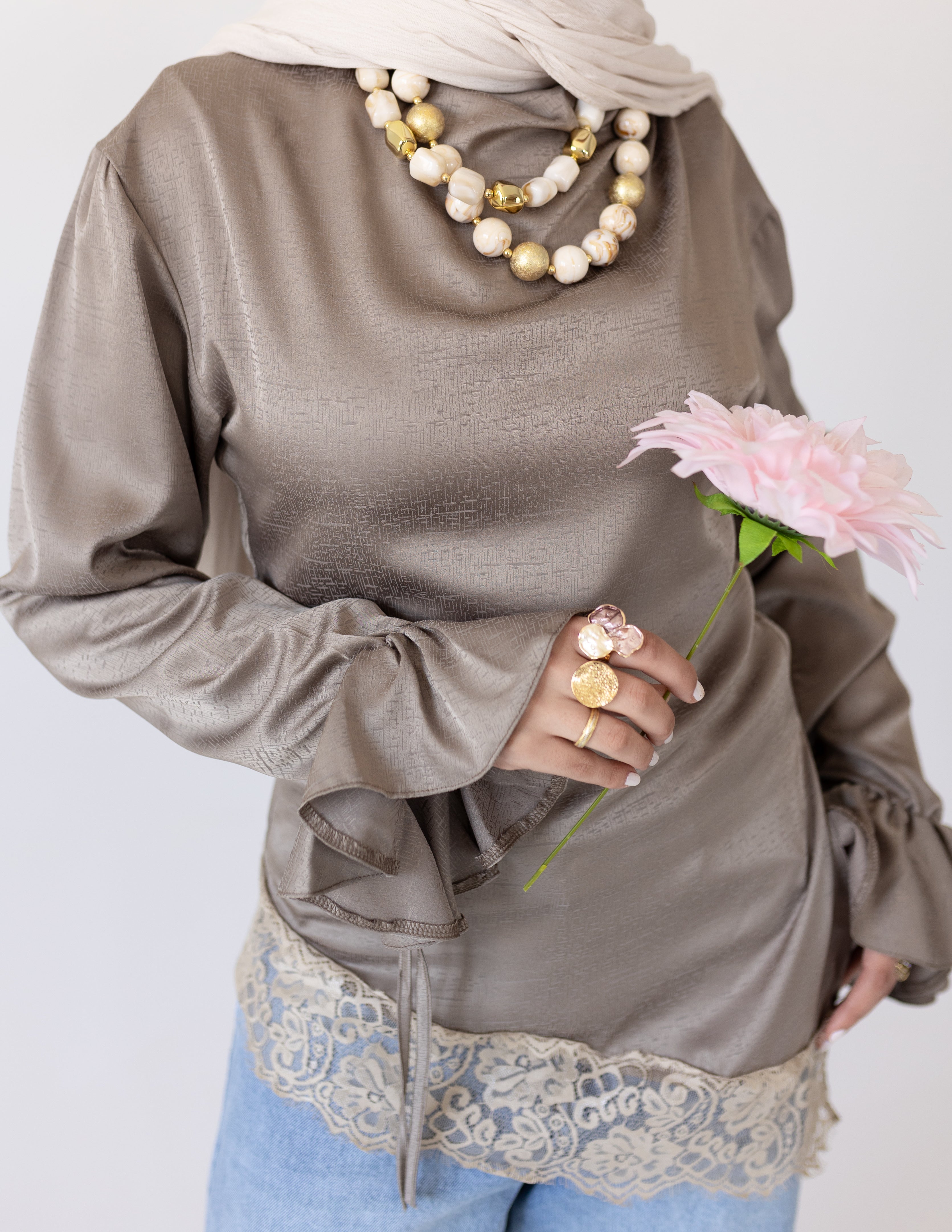 Rosalie Lace Blouse _Olive